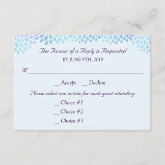 Hydrangea Blue Wedding Response RSVP 3 Entrees Kaartje