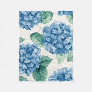 Hydrangea Blues Bloemenschildering in Waterverf Bl Fleece Deken