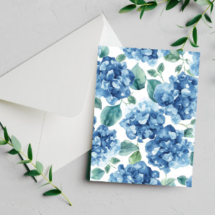 Hydrangea Blues Fleur Carte Fleurs Aquarelle