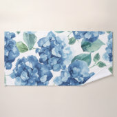 Hydrangea Blues | Fleurs à motif de fleurs aquarel (Serviette de bain)