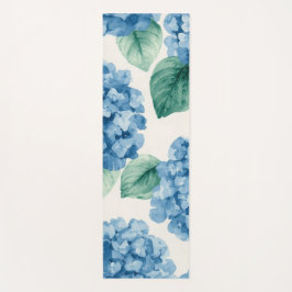Hydrangea Blues Floral Watercolor Botanical Blooms Yogamat