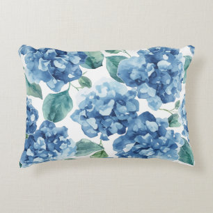 Hydrangea Blues Waterverf Bloemen Bloem Patroon Accent Kussen