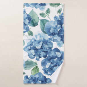 Hydrangea Blues   Waterverf Bloemen Bloem Patroon Badhanddoek