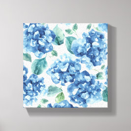Hydrangea Blues | Waterverf Bloemen Bloem Patroon Canvas Afdruk
