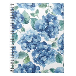 Hydrangea Blues | Waterverf Bloemen Bloem Patroon Notitieboek