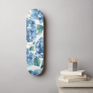 Hydrangea Blues Waterverf Bloemen Bloem Patroon Skateboard