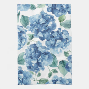 Hydrangea Blues   Waterverf Bloemen Bloem Patroon Theedoek