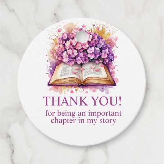 Hydrangea Boek Thema Bedankjes Labels (Voorkant)