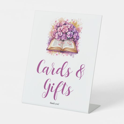 Hydrangea Boek Thema Geschenken Teken Reclamebord Met Voetstuk (Voorkant)