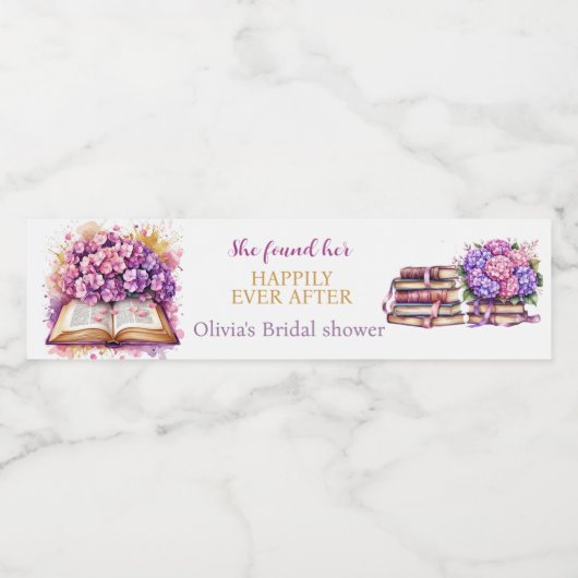 Hydrangea Boekenthema Waterfles Etiket (Enkel label)