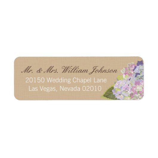 Hydrangea Boeket Bruiloft Label (Voorkant)