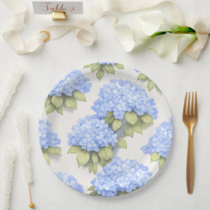 Hydrangea Borden Elegant Ivoor Blauwe Bloemenfee Papieren Bordje