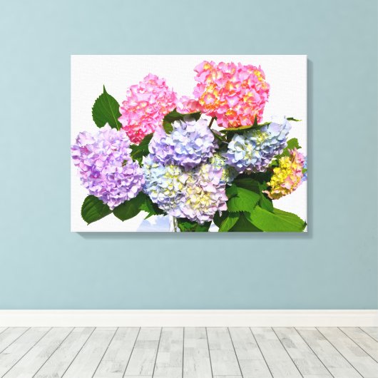 Hydrangea Bouquet Canvas Afdruk (Insitu (Houten vloer))