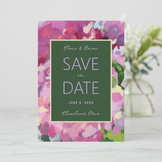 Hydrangea Bouquet Save the Date Card (Staand voorkant)