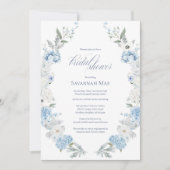 Hydrangea bruids douche uitnodiging | blauwe bloem (Voorkant)