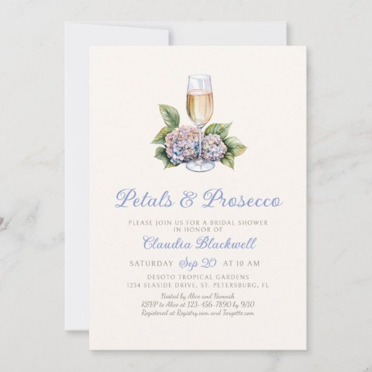 Hydrangea Brunch Bubbly Invitation de la douche nu (Devant)
