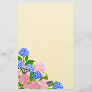 Hydrangea Butterfly Garden Stationery Briefpapier