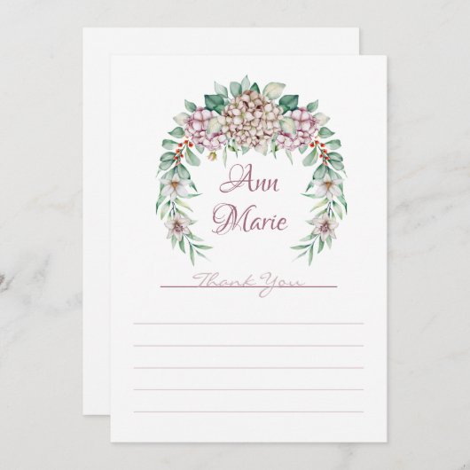 Hydrangea Carte de remerciements (Devant / Derrière)