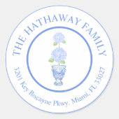 Hydrangea Chinoiserie retour adres label (Voorkant)