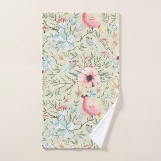 Hydrangea Coeurs et Bébé Oiseaux Serviettes de bai (Serviette à main)
