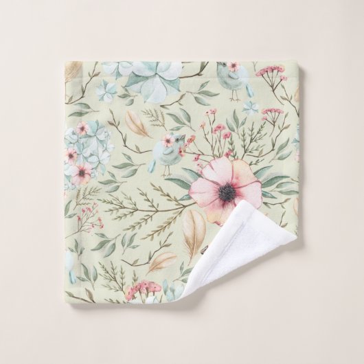 Hydrangea Coeurs et Bébé Oiseaux Serviettes de bai (Gant de toilette)