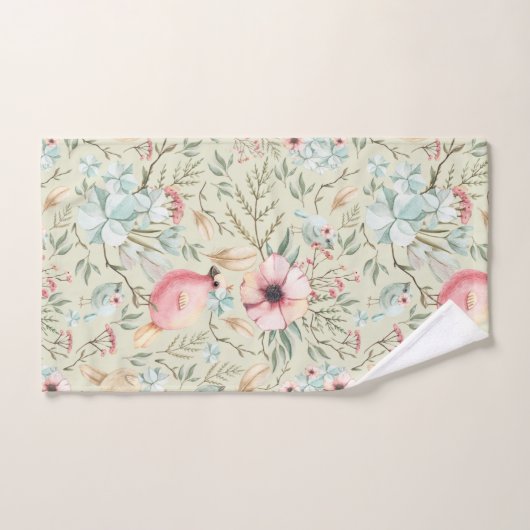 Hydrangea Coeurs et Bébé Oiseaux Serviettes de bai (Serviette à main)