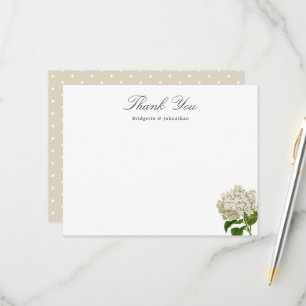 Hydrangea Cream Kaart met Eigen Naam Bedankt