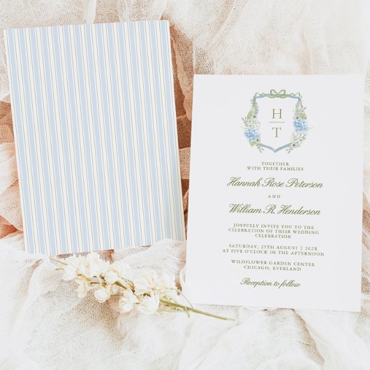 Hydrangea Crest Wedding Invitation