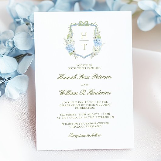 Hydrangea Crest Wedding Invitation