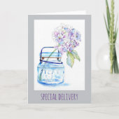 Hydrangea dans l'aquarelle Jar Carte pliée 5x7 (Devant)