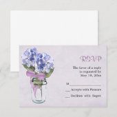 Hydrangea dans un pot Mason - Carte RSVP (Devant / Derrière)