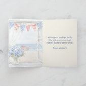 Hydrangea de Plage Côtière Joyeux 4 Juillet Carte (Intérieur)