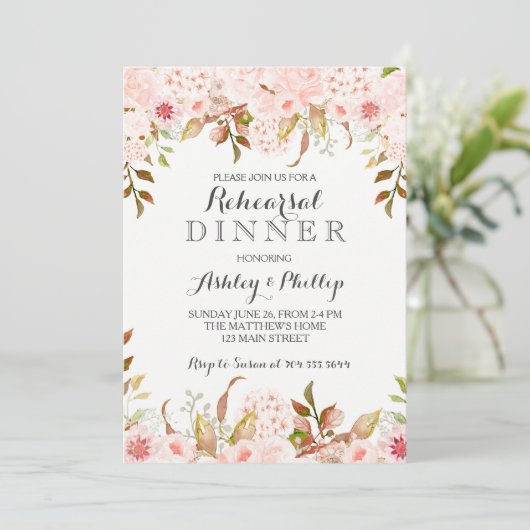 hydrangea Dîner de répétition invitation (Debout devant)