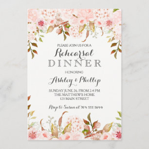 hydrangea Dîner de répétition invitation