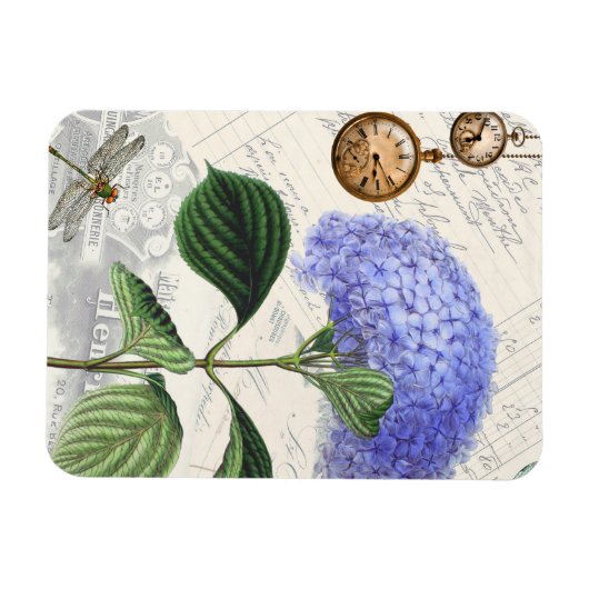 Hydrangea Dragonfly Collage Flexible Magnet Magneet (Horizontaal)