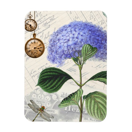 Hydrangea Dragonfly Collage Flexible Magnet Magneet (Verticaal)