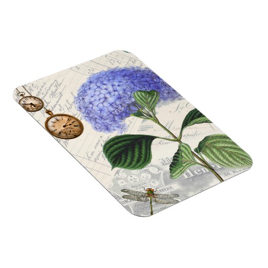 Hydrangea Dragonfly Collage Magnet flexible (Côté Droit)