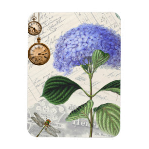 Hydrangea Dragonfly Collage Magnet flexible
