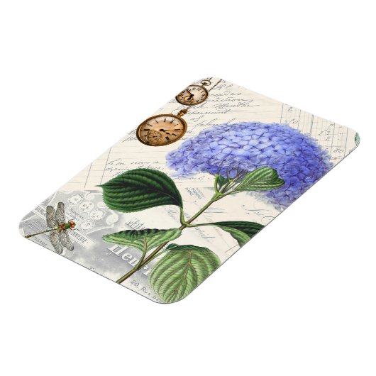 Hydrangea Dragonfly Collage Magnet flexible (Côté Gauche)