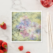 Hydrangea Dragonfly Postmark Ephemera Decoupage Servet (Insitu)