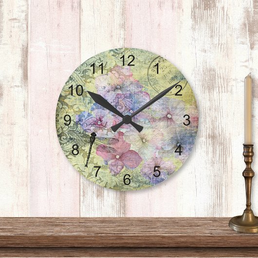 Hydrangea Dragonfly Postmark Ephemera Ronde Klok
