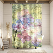 Hydrangea Dragonfly Postmark Ephemeral Douchegordijn