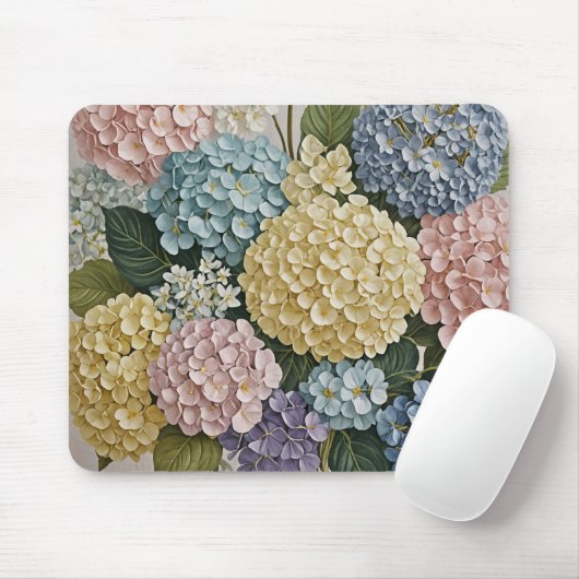Hydrangea dromen: pastel bloeit muismat (Met muis)