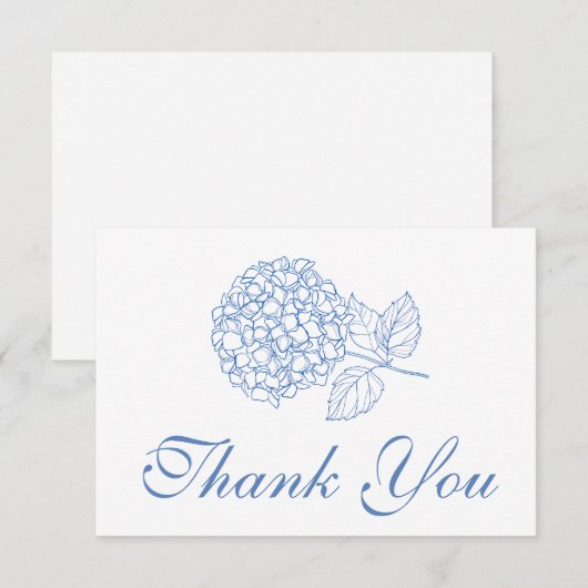 Hydrangea Dusty Blue Elegant Floral Hartelijk dank Bedankkaart (Voorkant / Achterkant)