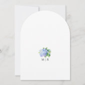 Hydrangea Dusty Blue Floral Arch Wedding Kaart (Achterkant)
