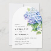 Hydrangea Dusty Blue Floral Arch Wedding Kaart (Voorkant)