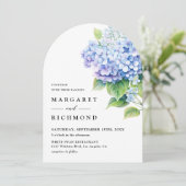 Hydrangea Dusty Blue Floral Arch Wedding Kaart (Staand voorkant)