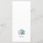 Hydrangea Dusty Blue Floral Menu Mariage (Dos)