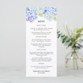 Hydrangea Dusty Blue Floral Menu Mariage (Debout devant)