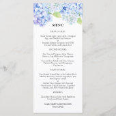 Hydrangea Dusty Blue Floral Menu Mariage (Devant)